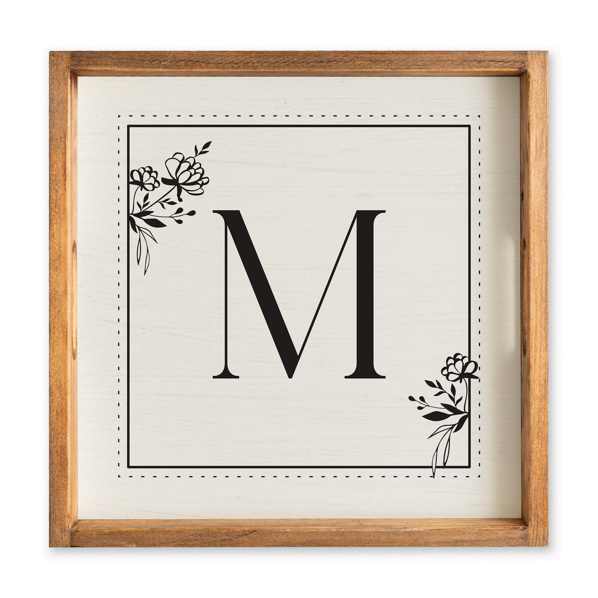 Classic Floral Initial Personalized Serving Tray