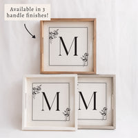 Classic Floral Initial Personalized Serving Tray