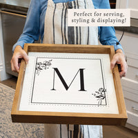 Classic Floral Initial Personalized Serving Tray