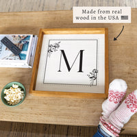 Classic Floral Initial Personalized Serving Tray