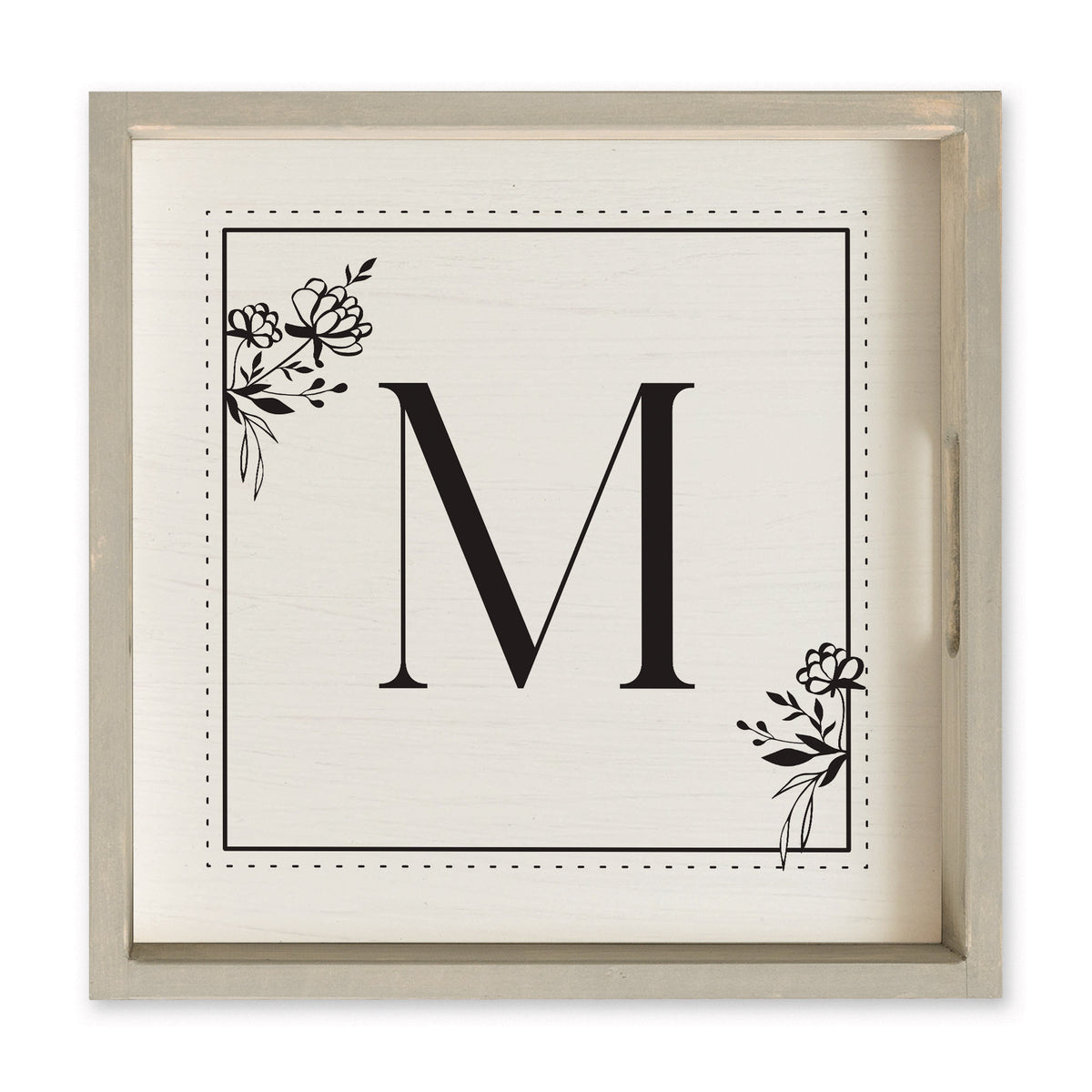 Classic Floral Initial Personalized Serving Tray