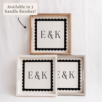Scalloped Monogram Personalized Serving Tray