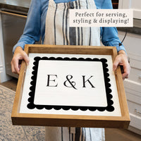 Scalloped Monogram Personalized Serving Tray
