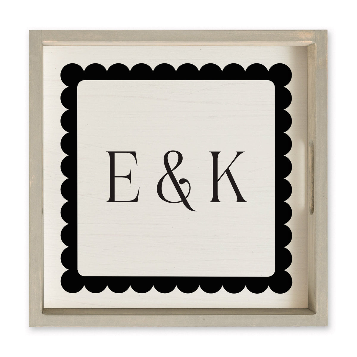 Scalloped Monogram Personalized Serving Tray