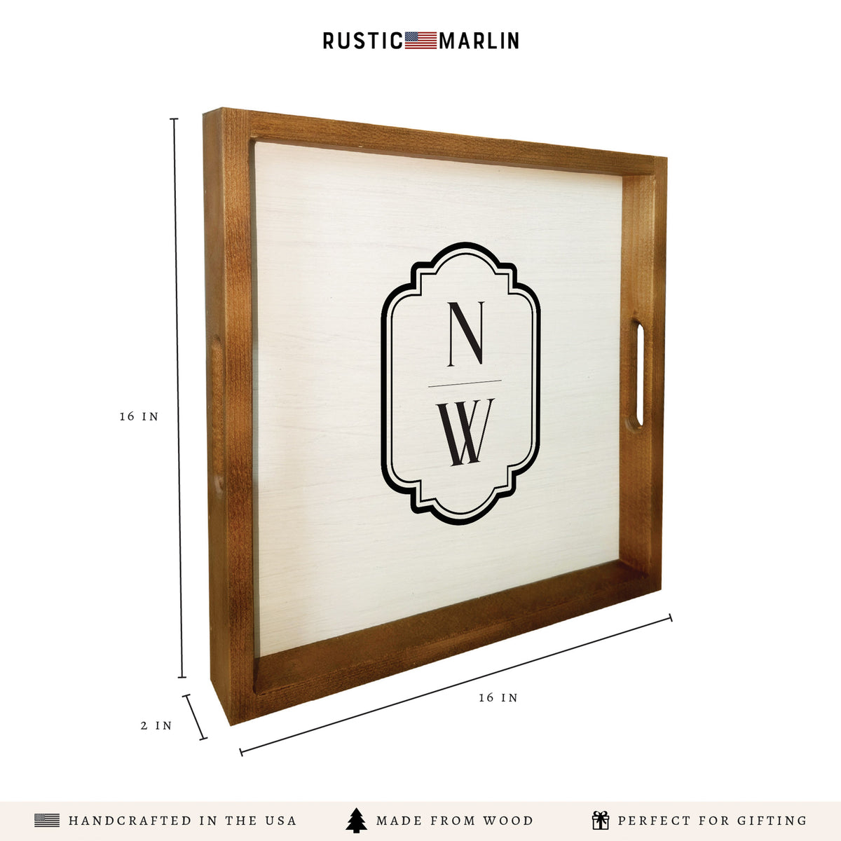 Initials Vertical Personalized Serving Tray