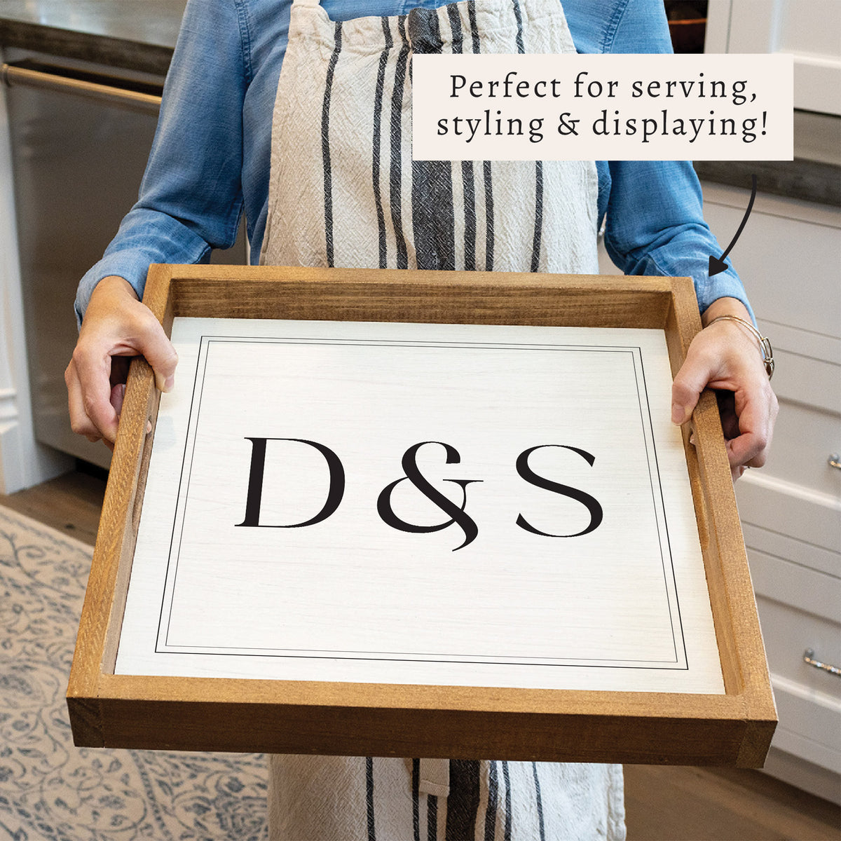 Initials Square Personalized Serving Tray