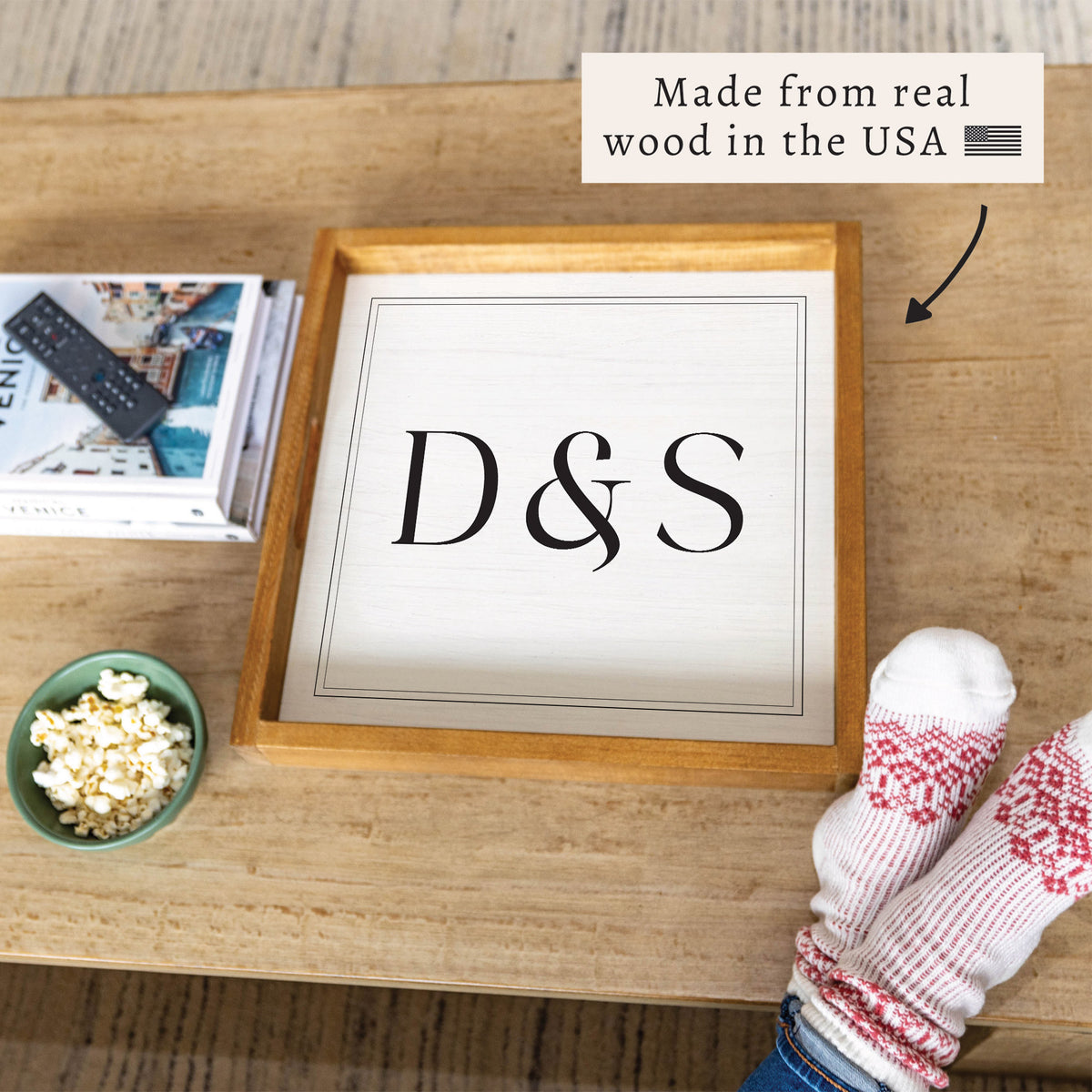 Initials Square Personalized Serving Tray