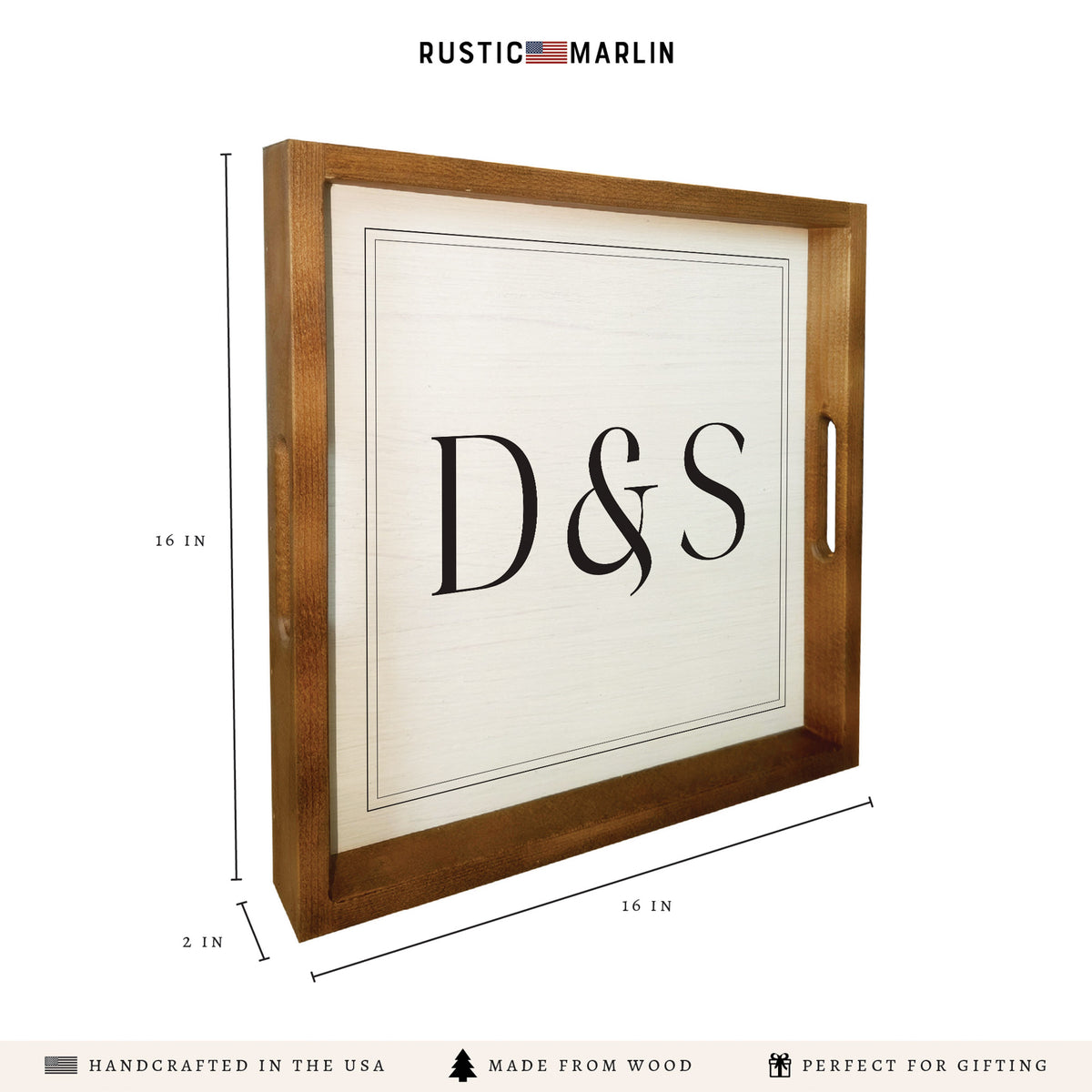 Initials Square Personalized Serving Tray