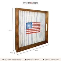 Watercolor American Striped Serving Tray | Wooden Tray