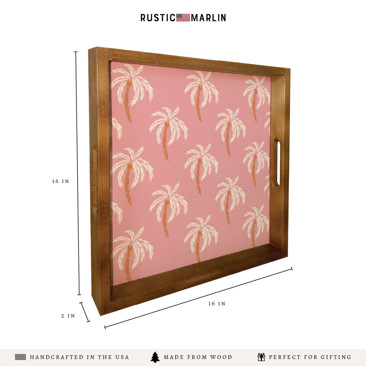 Pink Palm Tree Serving Tray