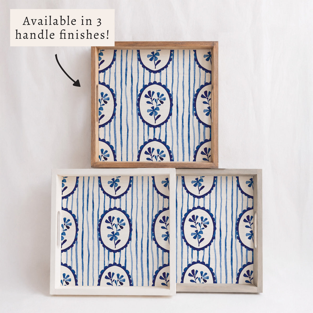 Indigo Bloom Serving Tray