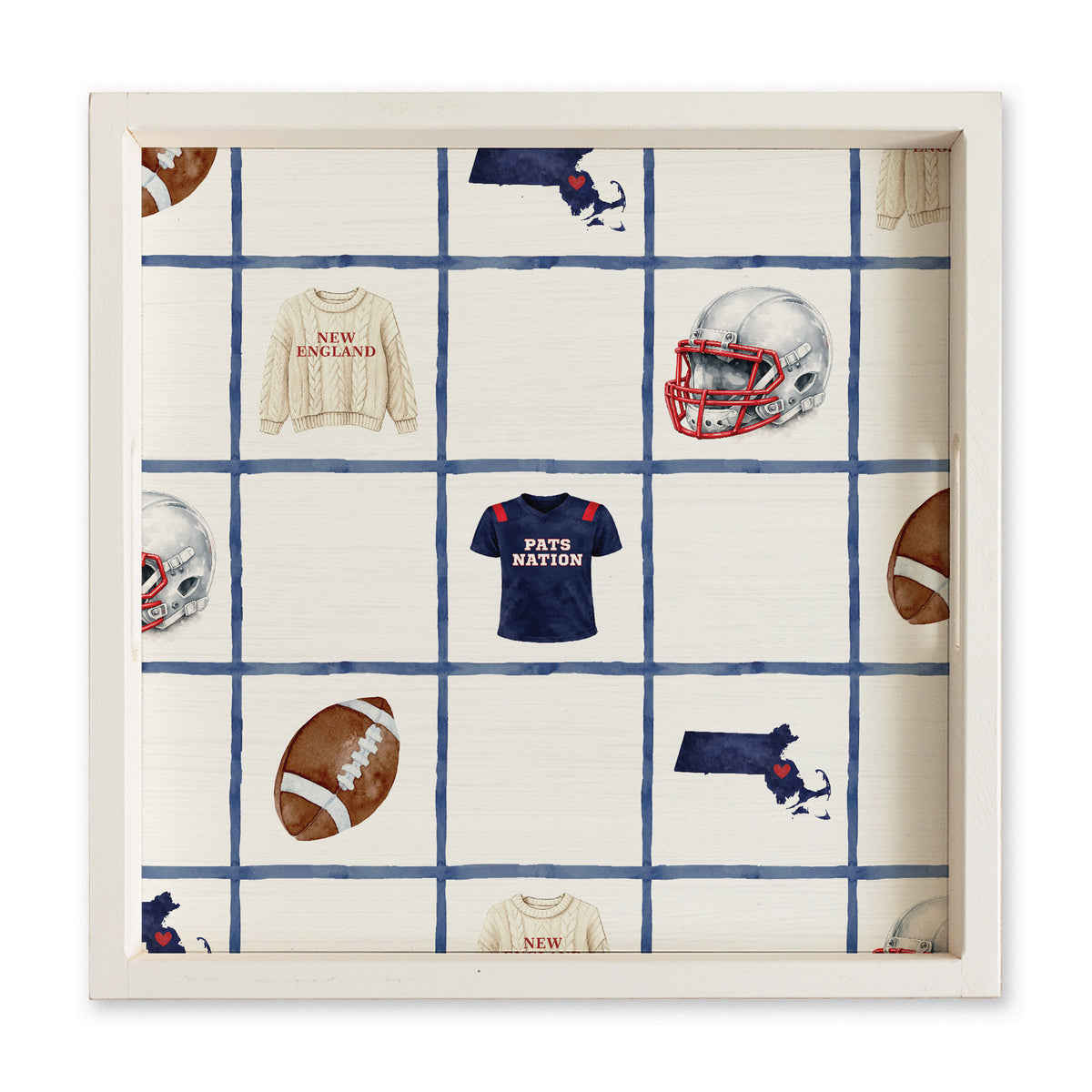 New England Football Icons Serving Tray