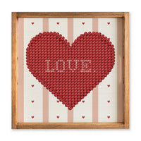 Love Heart Printed Needlepoint Serving Tray