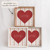 Love Heart Printed Needlepoint Serving Tray