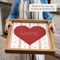 Love Heart Printed Needlepoint Serving Tray