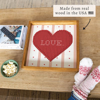 Love Heart Printed Needlepoint Serving Tray