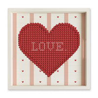 Love Heart Printed Needlepoint Serving Tray