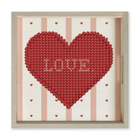 Love Heart Printed Needlepoint Serving Tray