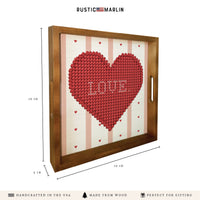 Love Heart Printed Needlepoint Serving Tray