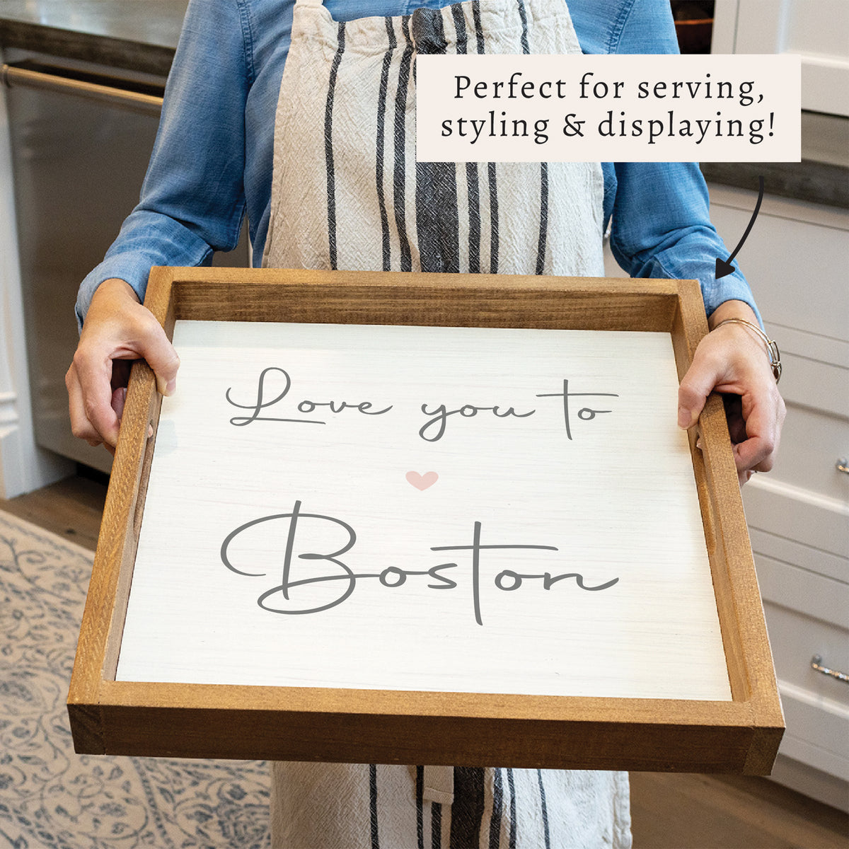 Love You To Script Personalized Serving Tray