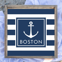 Anchor Stripes Personalized Serving Tray