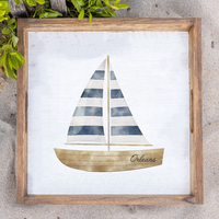 Watercolor Sailboat Personalized Serving Tray
