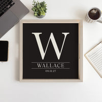 Initial Black Personalized Serving Tray