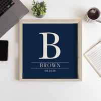 Initial Navy Personalized Serving Tray