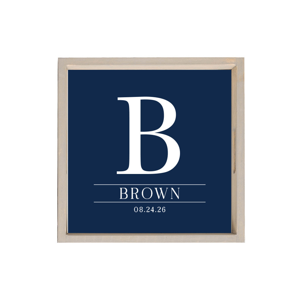 Initial Navy Personalized Serving Tray