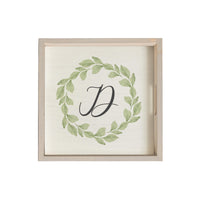 Greenery Laurel Initial Personalized Serving Tray