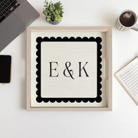 Scalloped Monogram Personalized Serving Tray