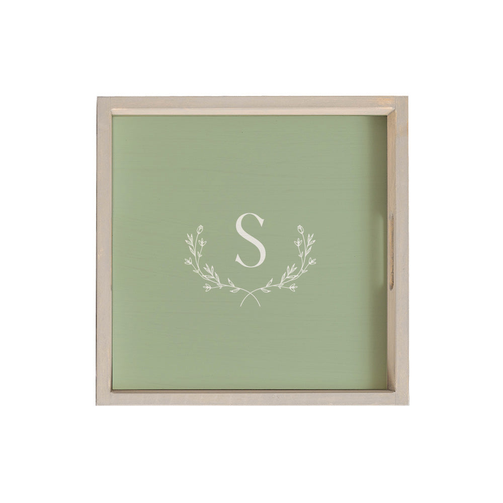 Monogram Laurel Personalized Serving Tray