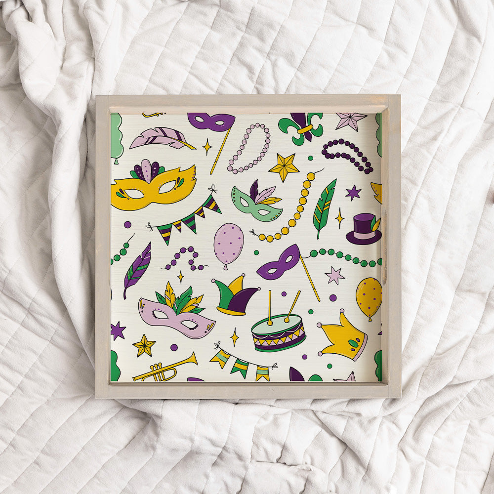 Mardi Gras Fun Wooden Serving Tray