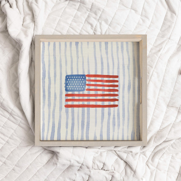 Watercolor Striped American Flag Wall Art
