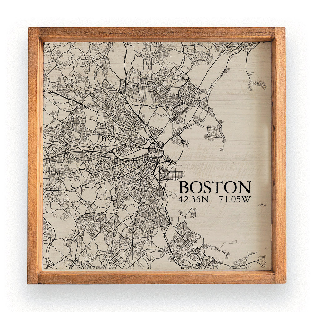 Boston Neutral City Map Serving Tray