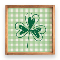 Plaid Shamrock Wooden Serving Tray