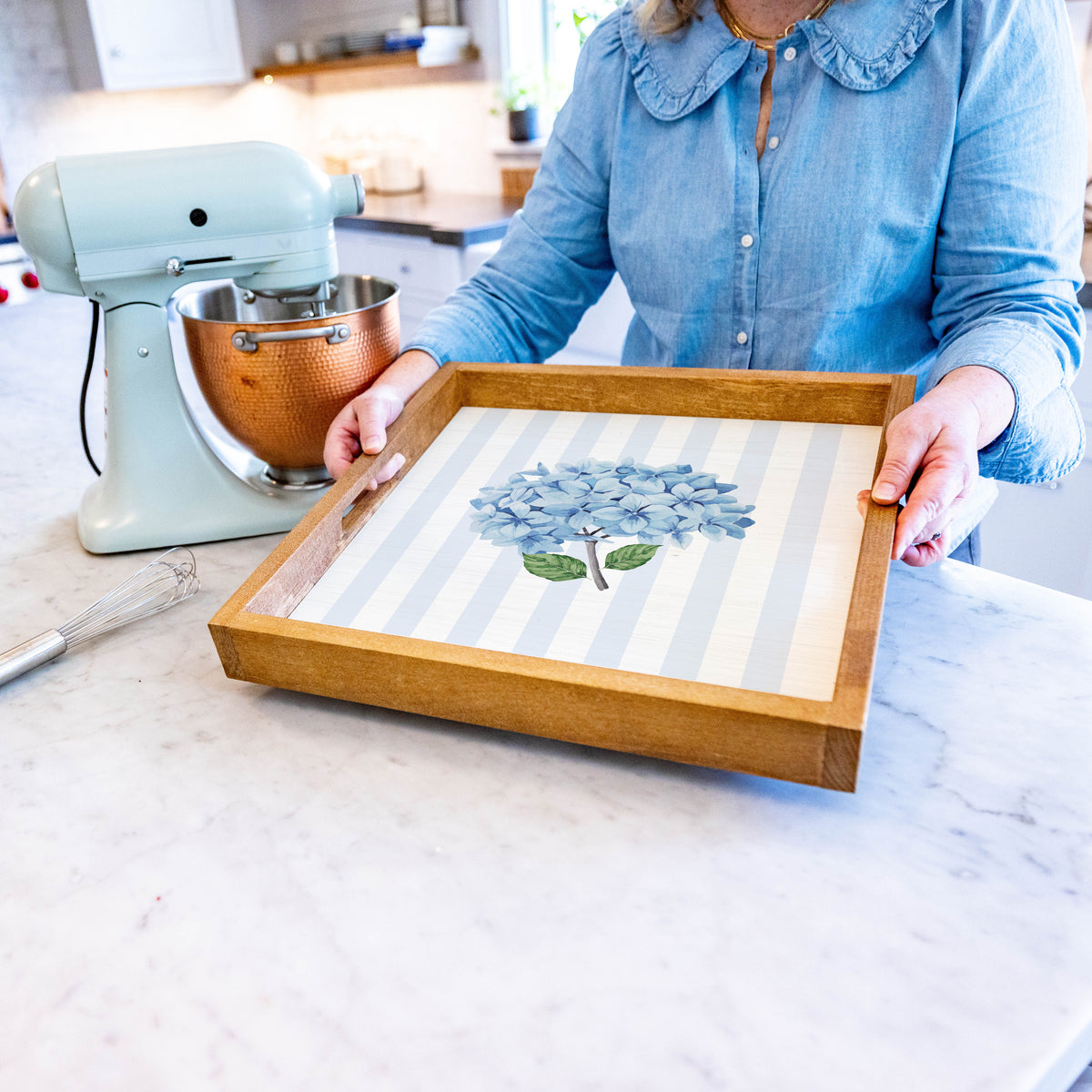Endless Summer Hydrangea Rustic Marlin Serving Tray