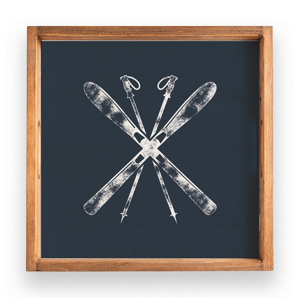 Navy Blue Ski Decorative Serving Tray