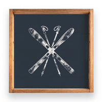 Navy Blue Ski Decorative Serving Tray