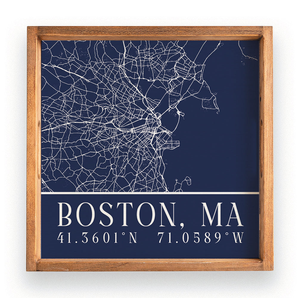 Boston City Grid Coordinates Serving Tray