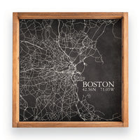 Boston Charcoal City Grid Coordinates Serving Tray