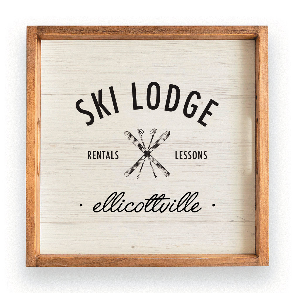 Ski Lodge Rentals Lessons Personalized Serving Tray