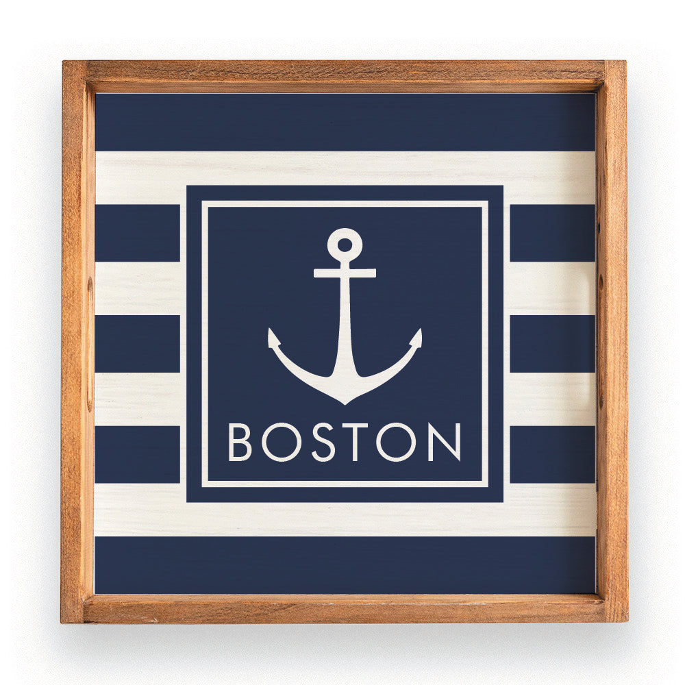 Anchor Stripes Personalized Serving Tray