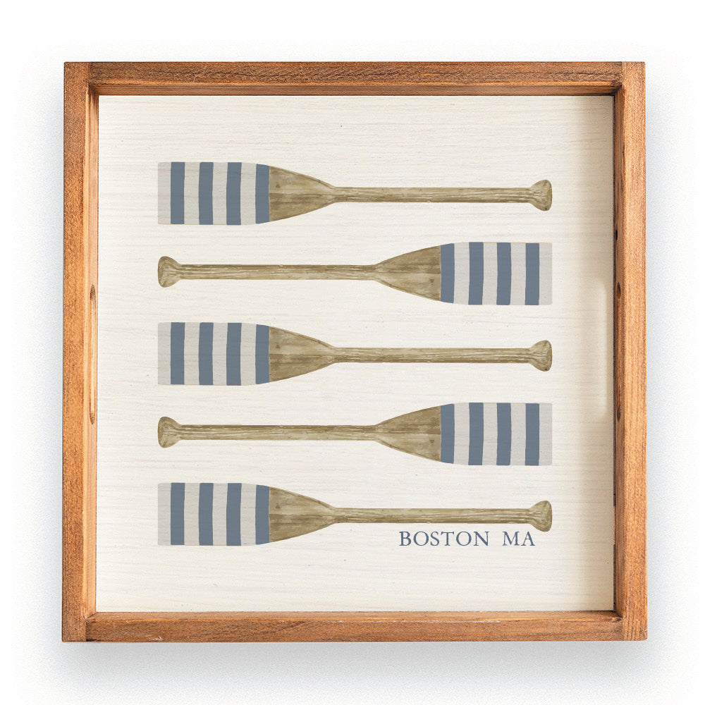 Striped Oars Personalized Serving Tray