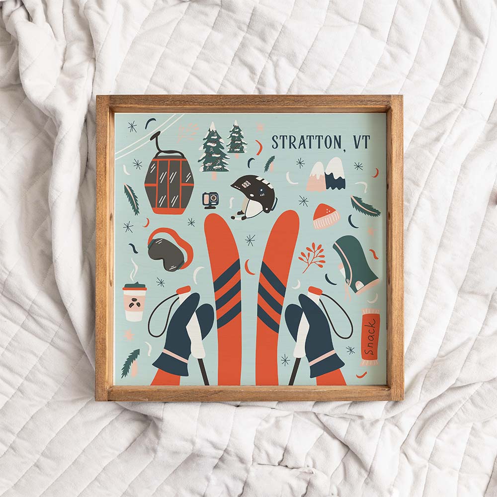 Personalized Chairlift Charm Wooden Serving Tray