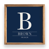 Initial Navy Personalized Serving Tray