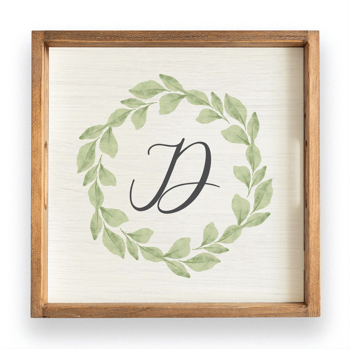 Greenery Laurel Initial Personalized Serving Tray