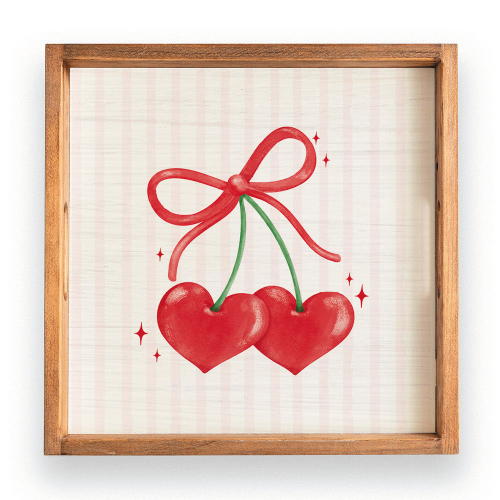 Bow Cherry Hearts Serving Tray