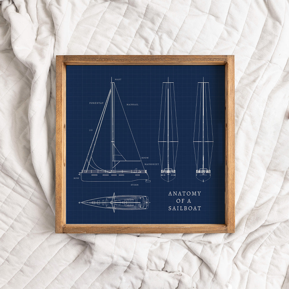 Sailboat Anatomy Wooden Serving Tray