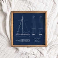 Sailboat Anatomy Wooden Serving Tray